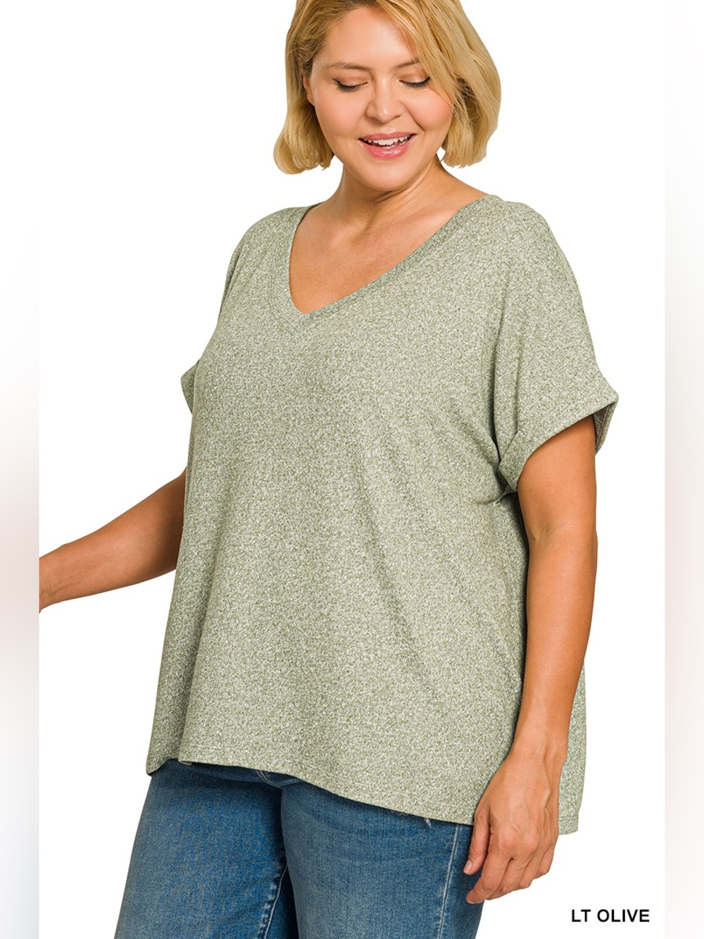 🆕 Zenana SOFT MELANGE HACCI V-NECK TEE